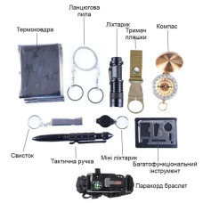 Набір інструментів для походу та виживання в лісі Emak ST-10 (10 предметів у кейсі)