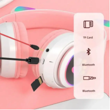 Бездротові навушники з вушками для дитини та смартфона, Гарнітура з LED-підсвіткою, Аксесуар 5819304