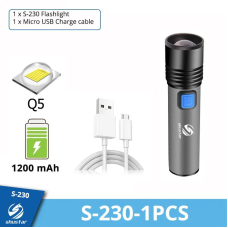 Акумуляторний ліхтар, Кишеньковий світильник з зарядкою від USB, Ручний ліхтарик для туризму та кемпінгу 5820491